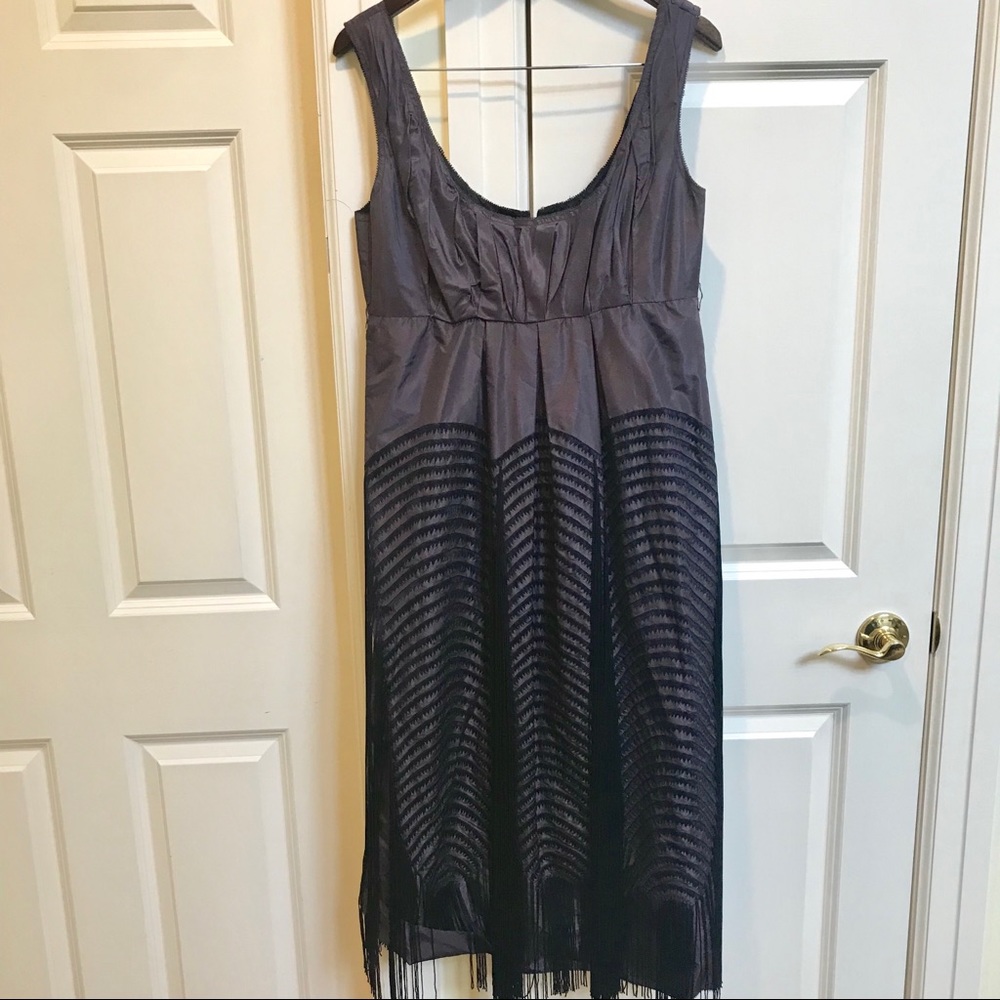 Vera Wang Purple Fringe Silk Dress - Picture 4 of 8